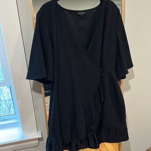Black Topshop Ruffle Wrap front dress